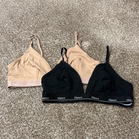 Hanes 2 Pack Stretch Cotton Triangle Bralette Sz 2XL - Picture 1 of 7